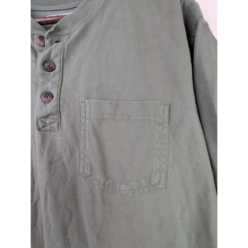 Duluth Trading Co Longtail T Relaxed Fit Henley Shirt Green Mens M 3237-52 - Picture 3 of 9